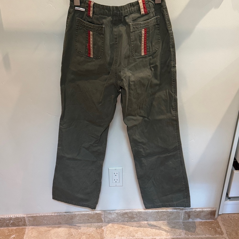 Girls Mary-Kate and Ashley Olive Green Pants with Red & Cream Ribbon Accents - Picture 3 of 3